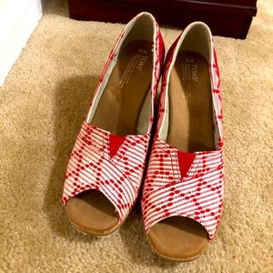 Tom’s Red and Cream Espadrilles size 12